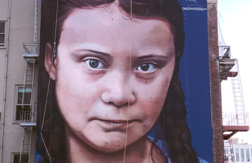 A 60-ft-high Greta Thunberg mural pops up in San Francisco
